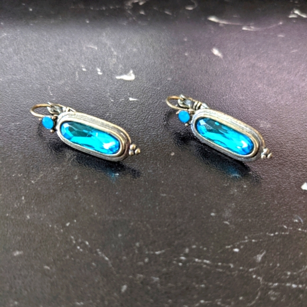 Vintage Early 2000s Y2K Faux Aquamarine Fashion Earrings